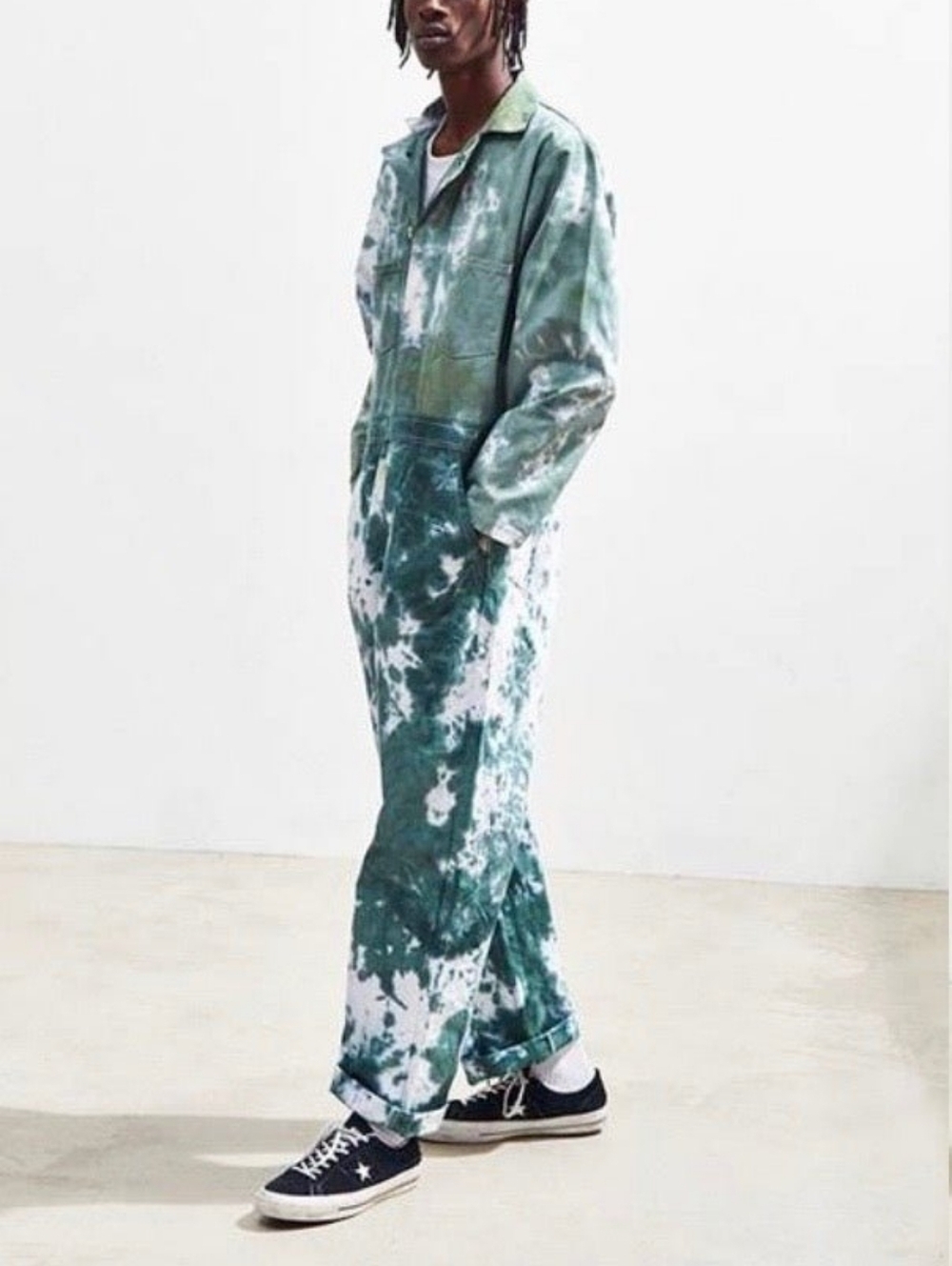 RIVERSIDE Men's Green Tie-Dye Utility Jumpsuit